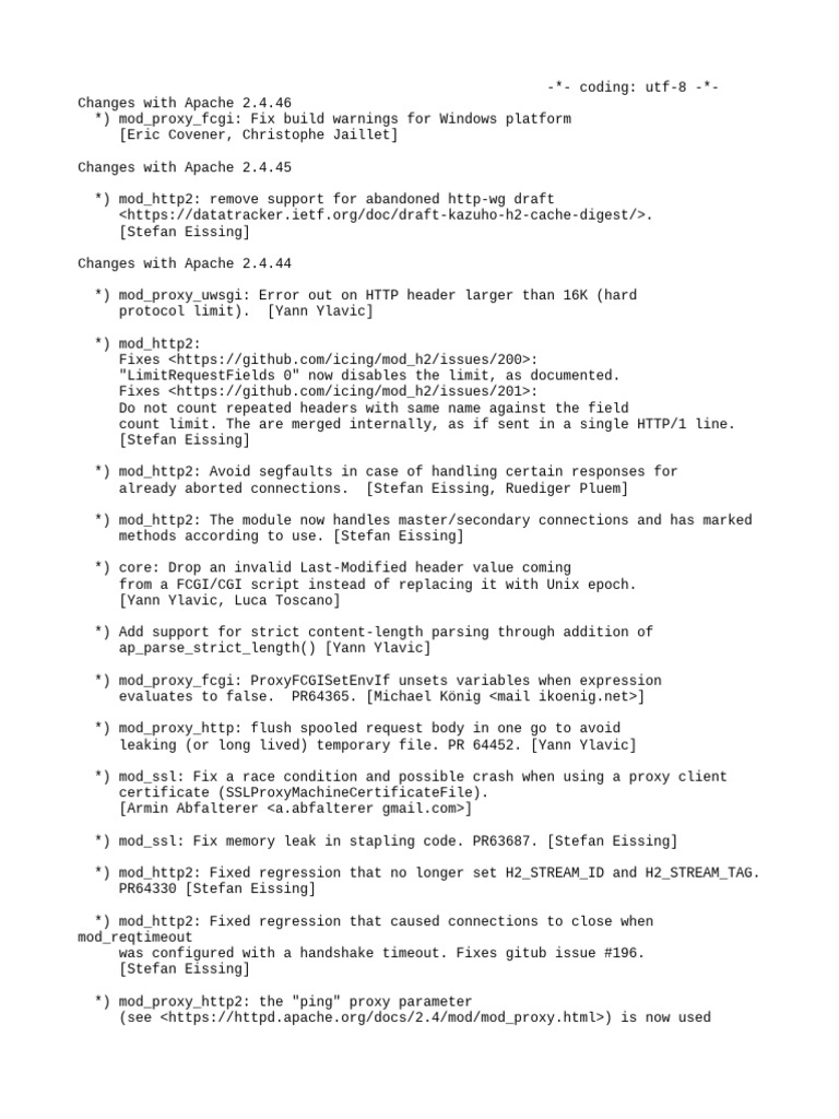Apache 2.4.x Release Changes Summary | PDF | Transport Layer Security ...