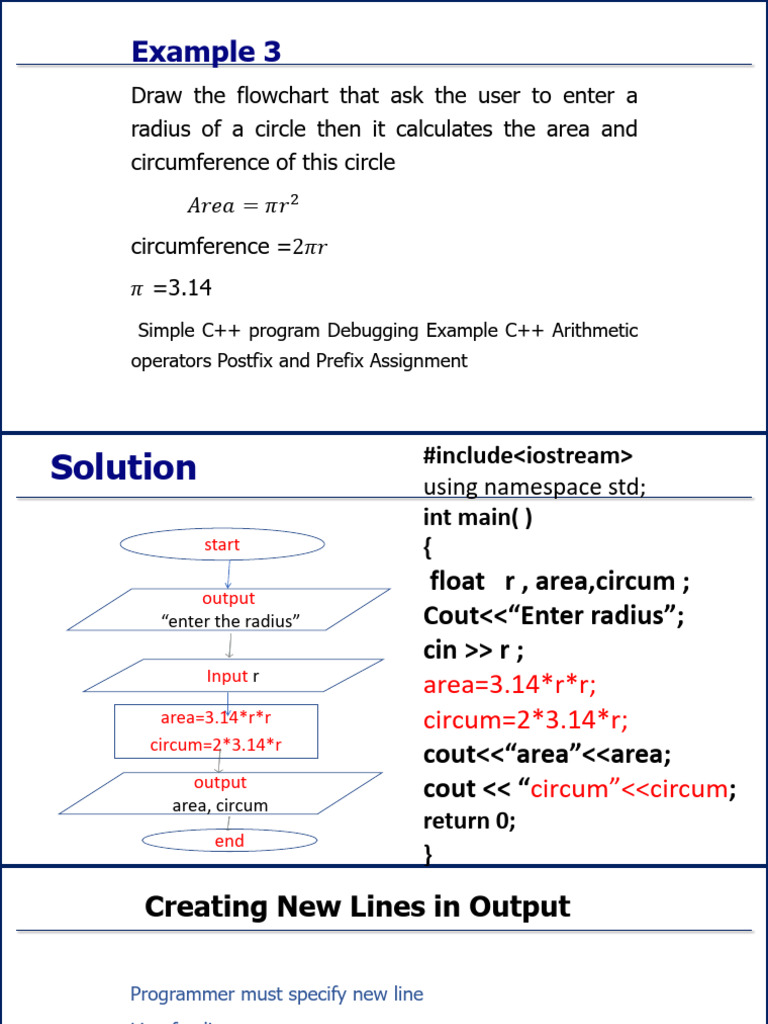 C++ Program for Circle Calculations | PDF | Namespace | Computer ...