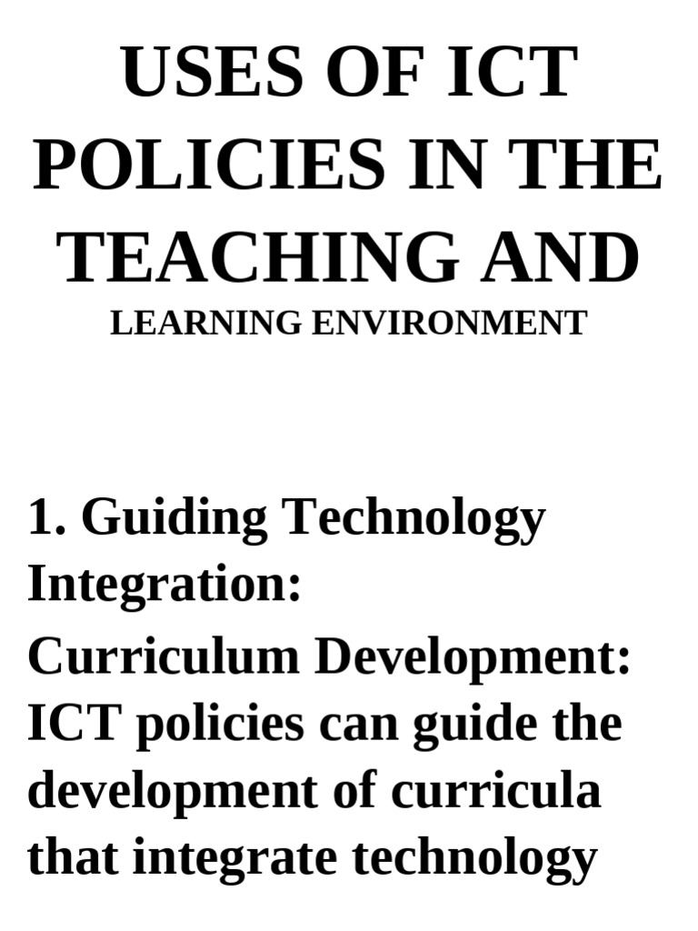 ICT Policies in Education | PDF