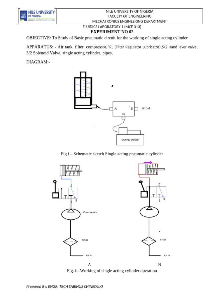 Pneumatic Circuit Study for Single Acting Cylinder | PDF | Valve | Piston