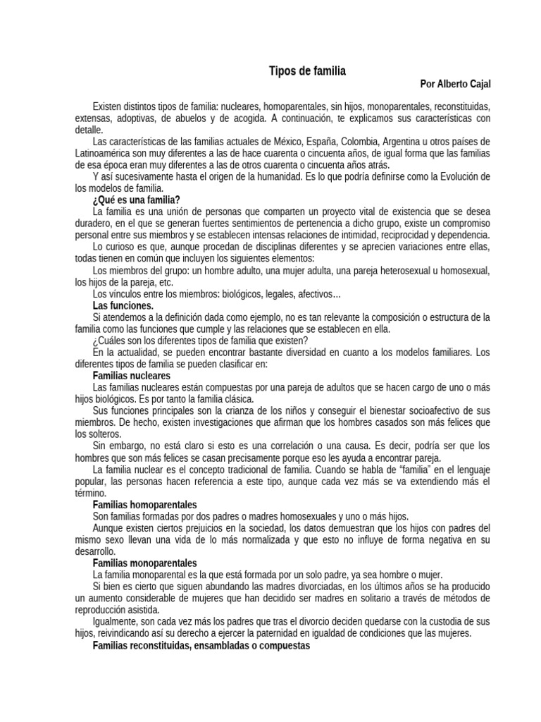 Tipos de Familias y sus Características | PDF | Familia | Socialización