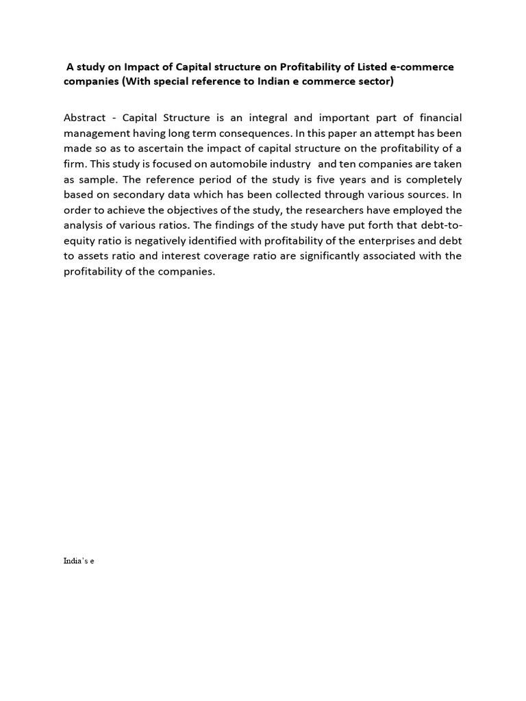 Impact of Capital Structure on E-Commerce Profitability | PDF | Capital ...