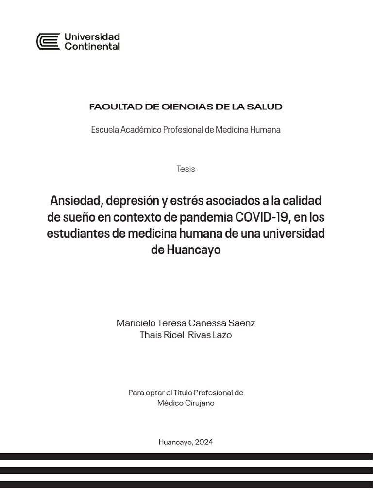 Ansiedad y sueño en estudiantes de medicina | PDF | Depresión (estado ...