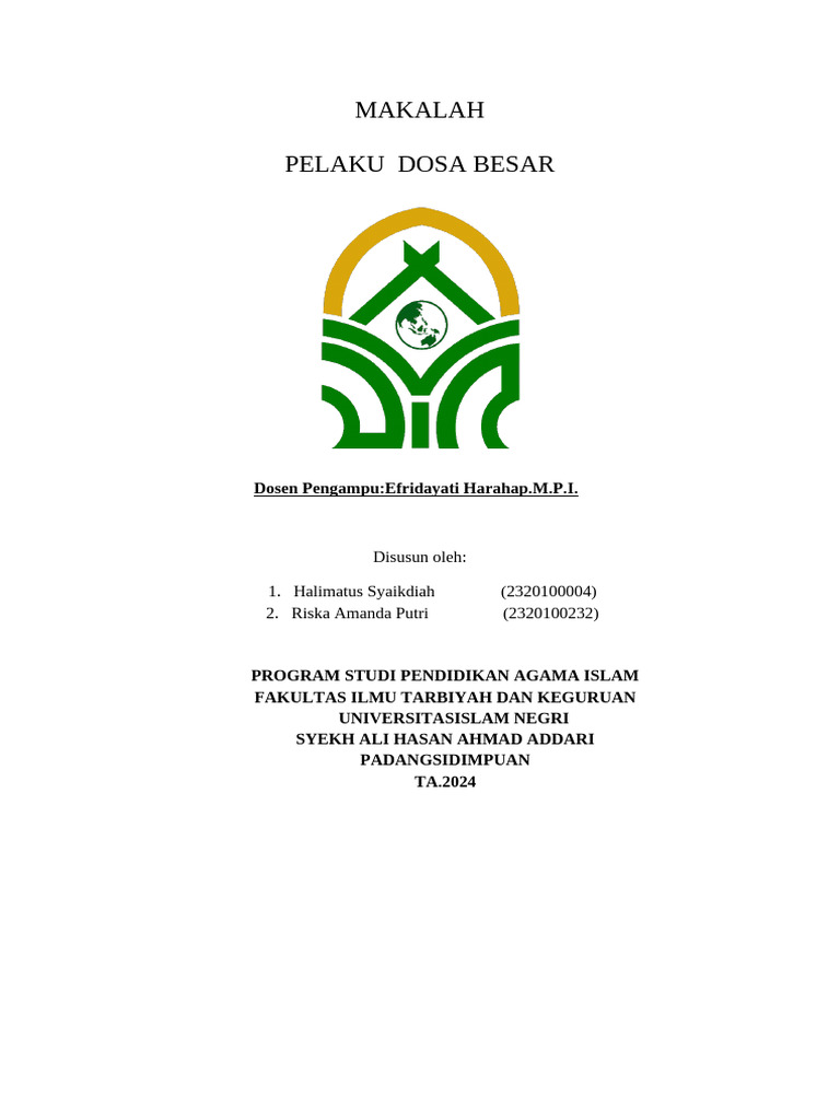 Makalah Pelaku Dosa Besar PDF