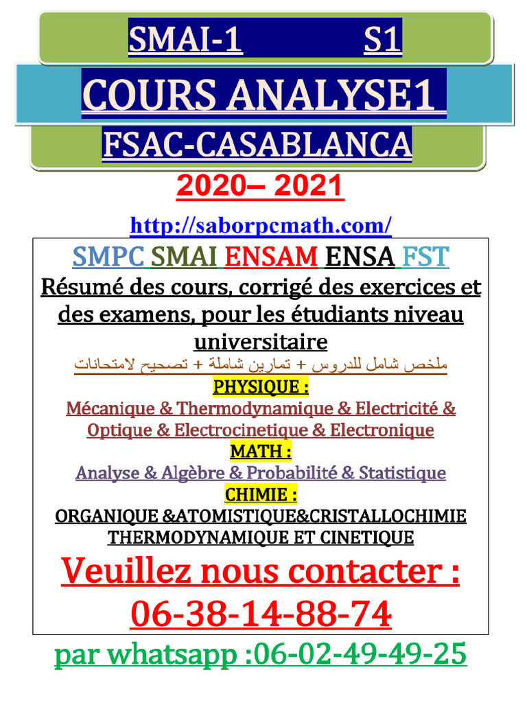 +cours Analyse1 Smai1 Fsac-Casablanca | PDF