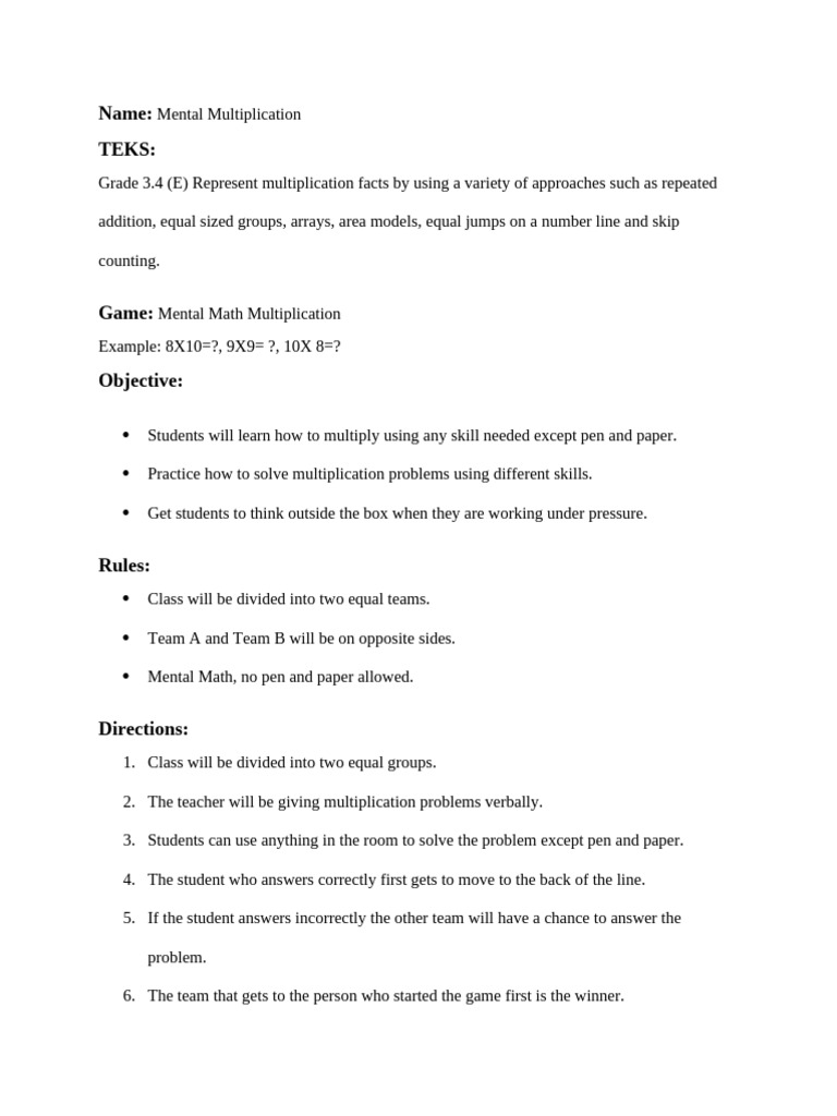 Mental math pdf