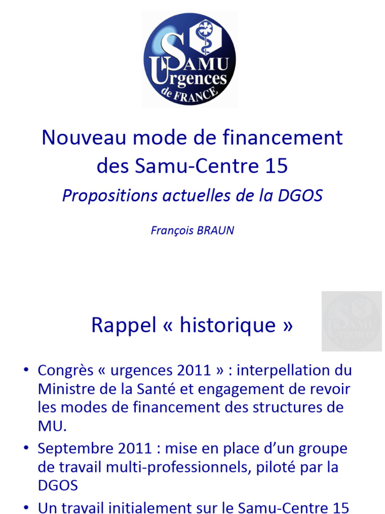 Financement des Samu-Centre 15 : enjeux et propositions | PDF ...