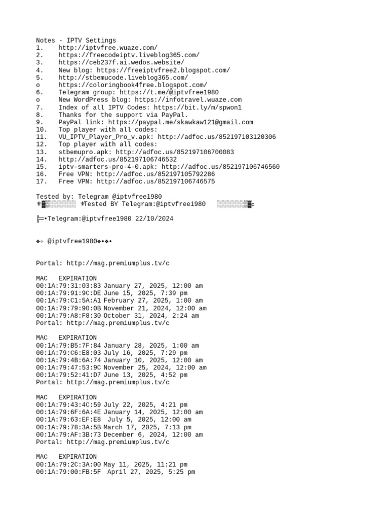 Free++stb+emu+codes+01 11 2024 | PDF | Nbc | Video On Demand