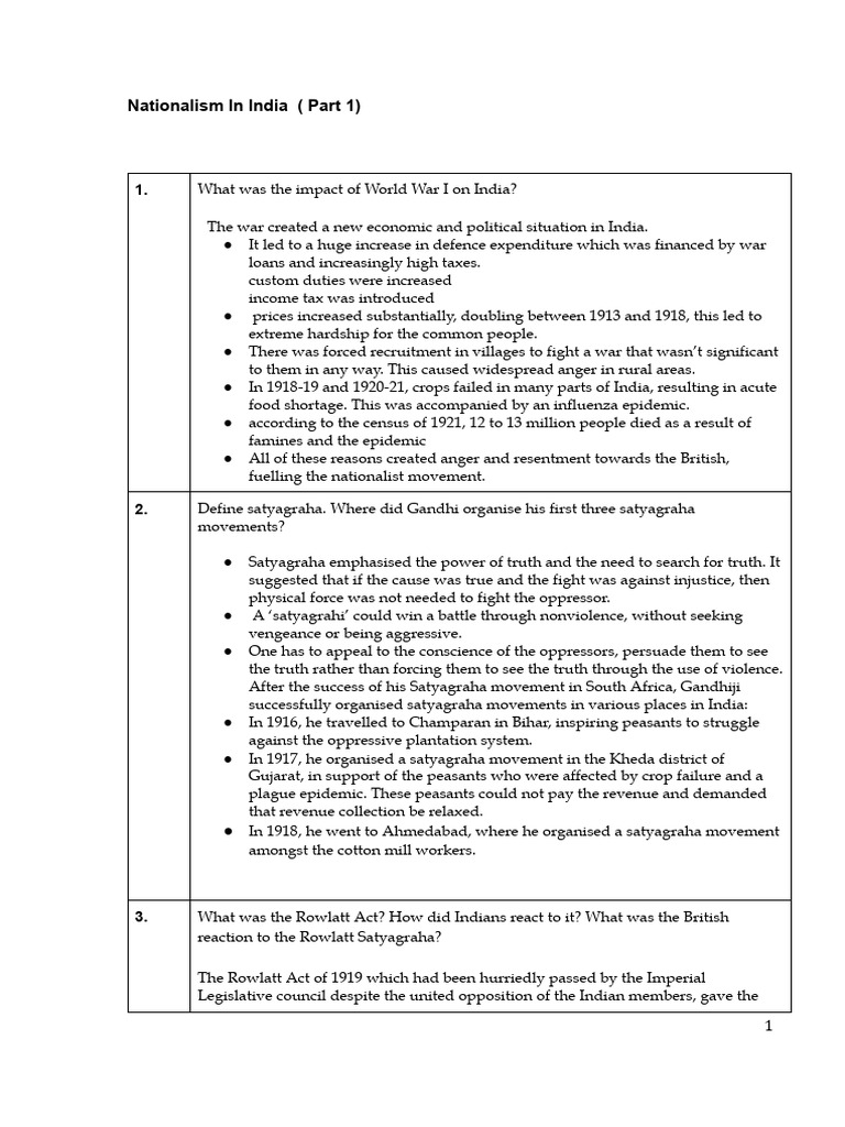 Impact of WWI on Indian Nationalism | PDF | Mahatma Gandhi | Nonviolence