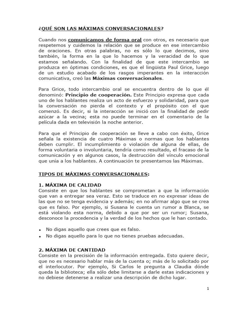 Las Máximas Conversacionales | PDF | Verdad