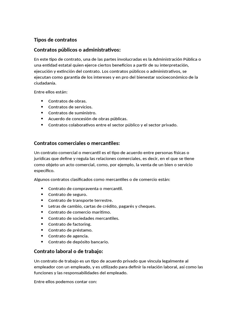 Tipos de Contratos y Ejemplos | PDF | Intención (Derecho Penal ...