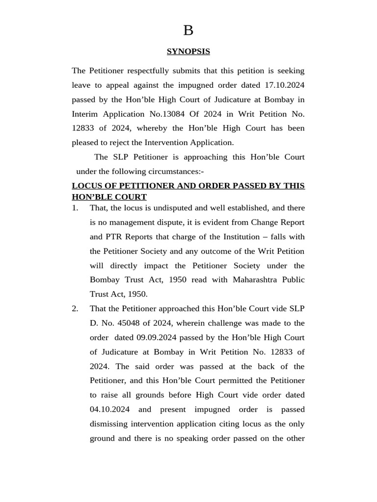 Synopsis and List of Dates | PDF | Writ | Certiorari