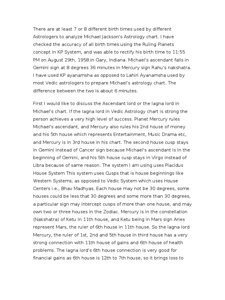 Michael Jackson's Astrology Chart PDF Star Symbols Astrology