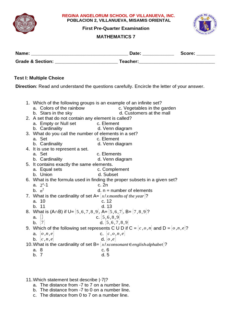 Test Papers For Grade 7-9 | PDF | Experiment | Probability