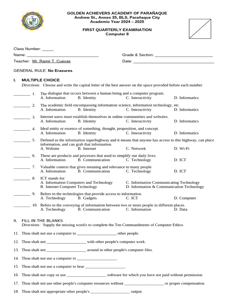 Computer 8 - 1st | PDF | Information | Internet