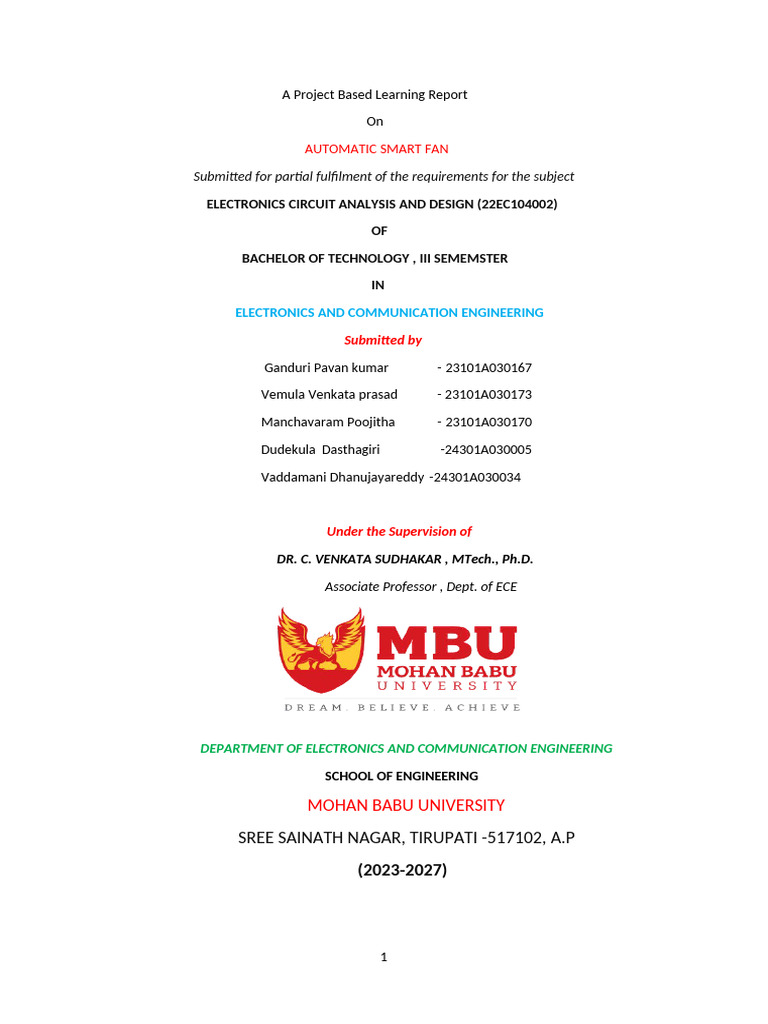 Automatic Smart Fan Project Report Pdf Operational Amplifier Resistor