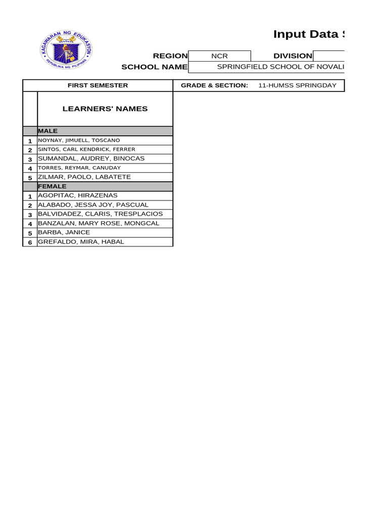 Grade 11 HUMSS Class Record 2022-23 | PDF | Science