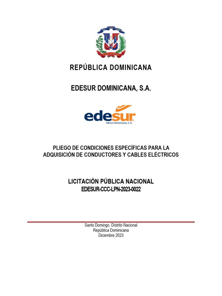 Licitación de Conductores Eléctricos EDESUR 2023 | PDF