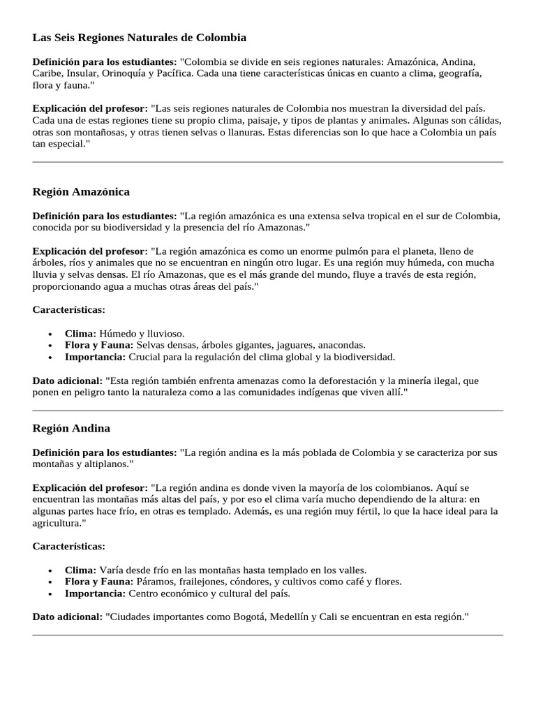 Seis Regiones Naturales de Colombia | PDF | Selva | Colombia