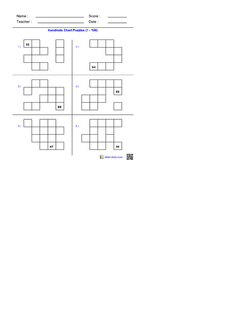 Hundreds Chart Puzzles PDF