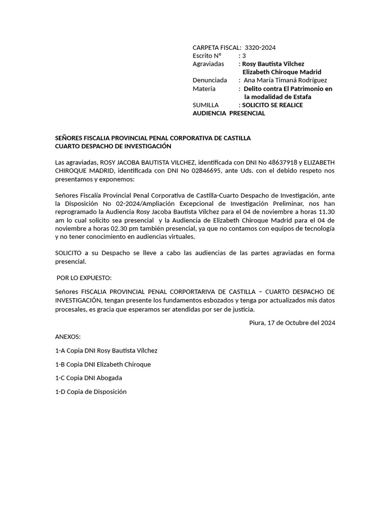 Solicito Se Realice Audiencia Presencial | PDF