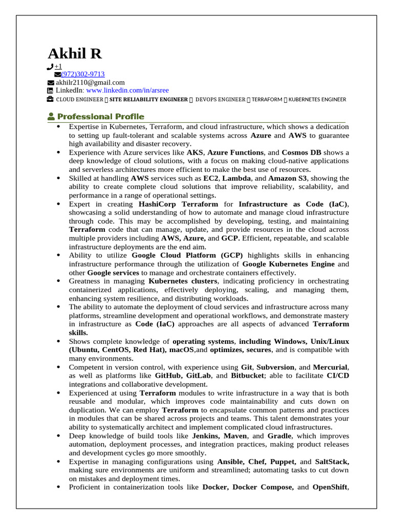 AkhilDOps Resume | PDF | Cloud Computing | Microsoft Azure