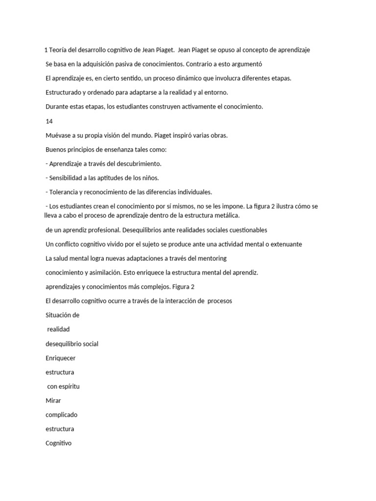 1 Teoría Del Desarrollo Cognitivo de Jean Piaget | PDF | Aprendizaje ...