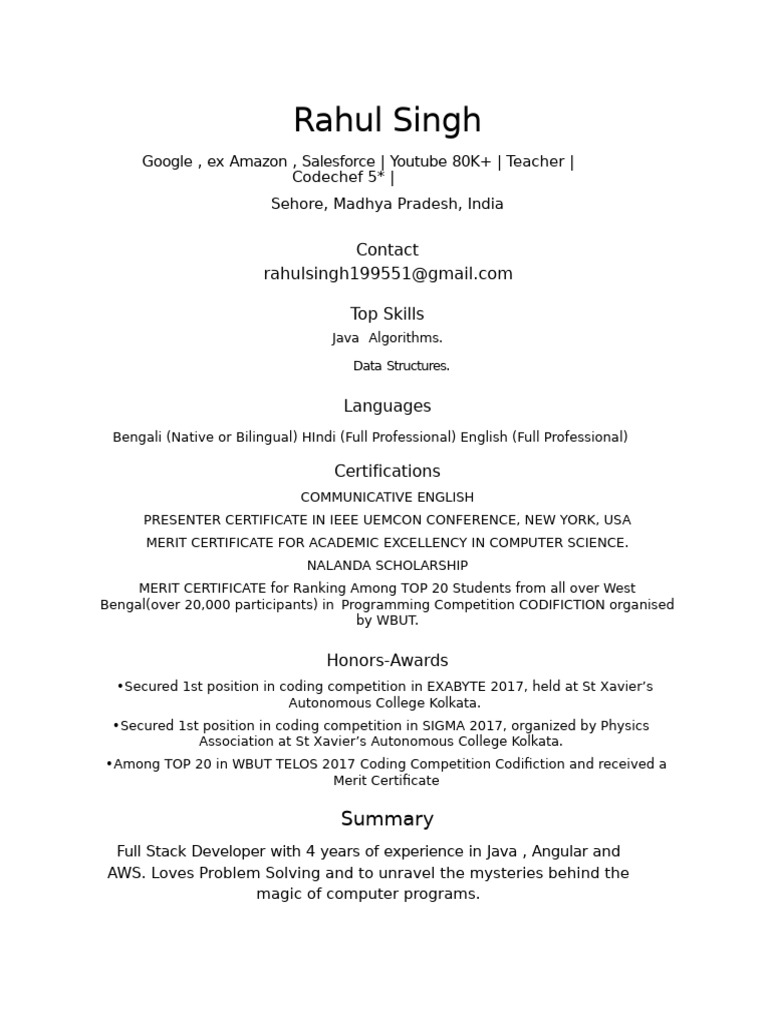 Full Stack Developer Profile: Rahul Singh | PDF | Computing | Computer ...