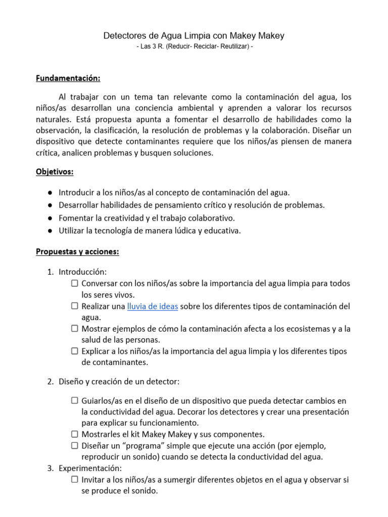 Detectores de Agua Limpia Con Makey Makey | PDF | Agua | Contaminación