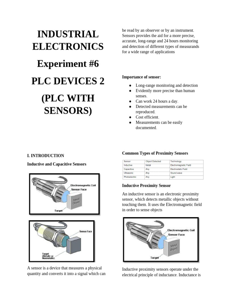 PLC Sensors: Inductive & Capacitive Guide | PDF | Electromagnetic ...