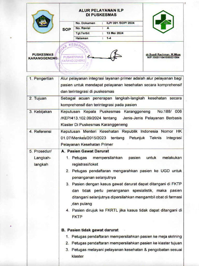 Sop Alur Pelayanan Di Puskesmas | PDF
