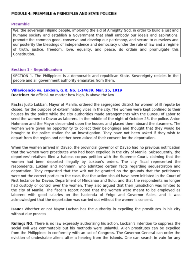 Module 4 - Consti1 | PDF | Judgment (Law) | War Crime