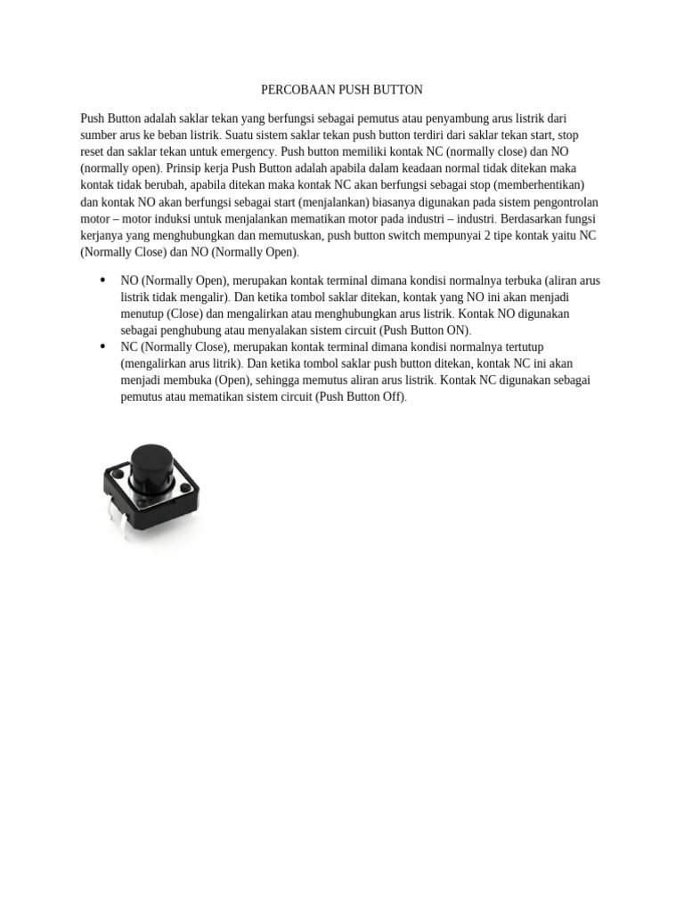 Fungsi dan Prinsip Kerja Push Button | PDF