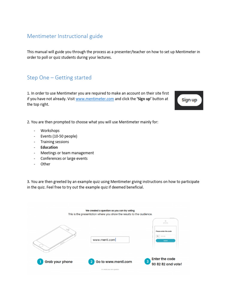 Mentimeter Setup Guide for Educators | PDF | Question | Computing