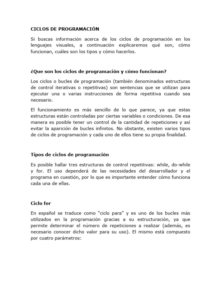 Ciclos de Programación | PDF | Programación de computadoras | Flujo de ...