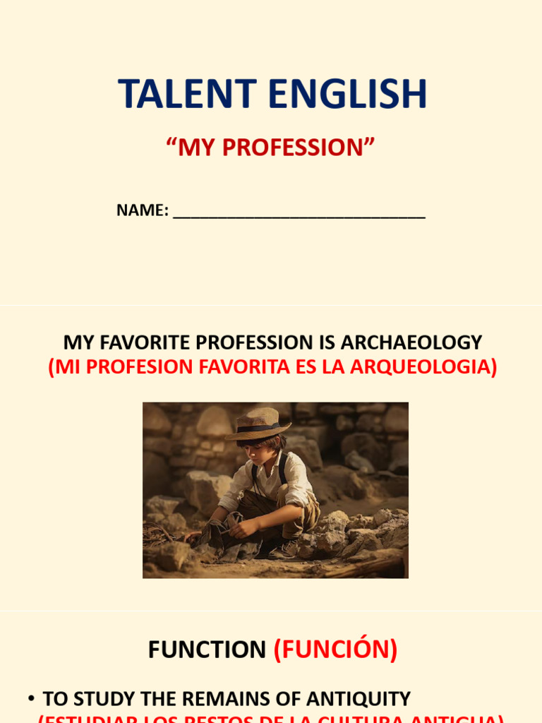 TALENT ENGLISH My Profession GENEROSOS | PDF