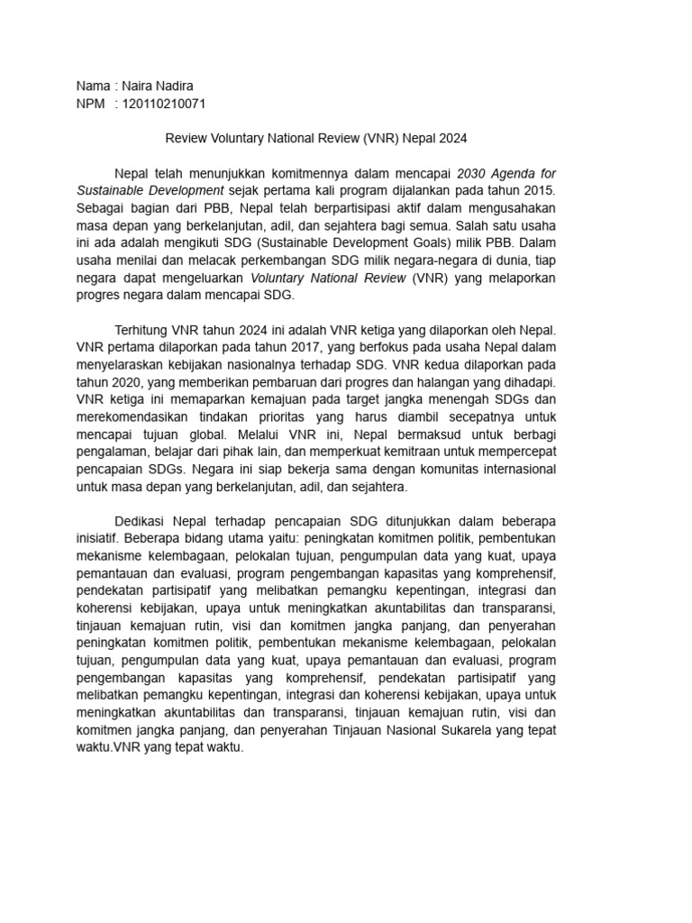 VNR 2024: Progres SDG Nepal Terbaru | PDF | Kesehatan Holistik