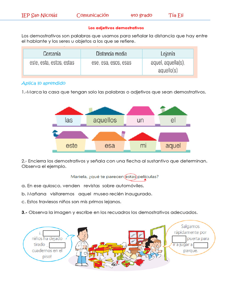 Adjetivos Demostrativos | PDF | Artes del Lenguaje y Comunicación ...