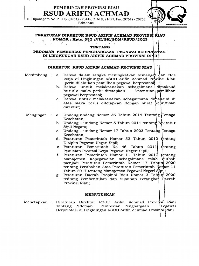 Sk Yang Mengatur Mengenai Pemberian Penghargaan Pdf