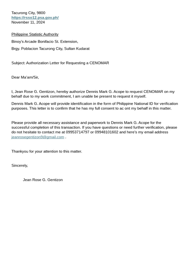 CENOMAR Request Authorization | PDF