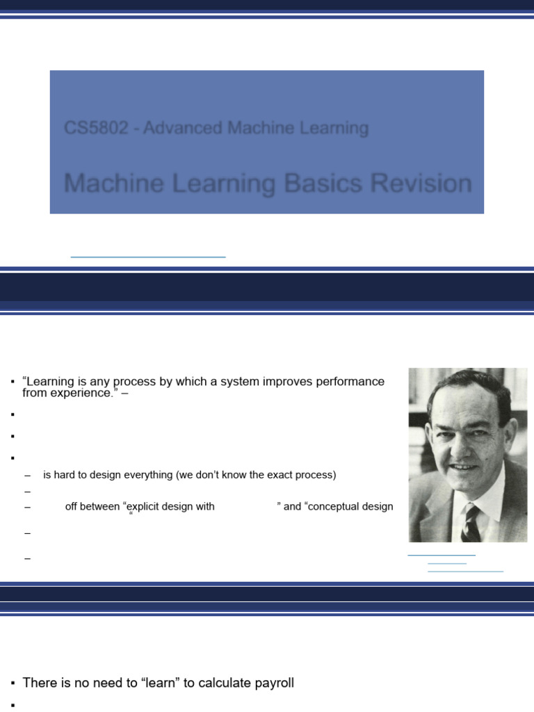 Lecture 01 - Machine Learning Basics Revision | PDF | Machine Learning ...