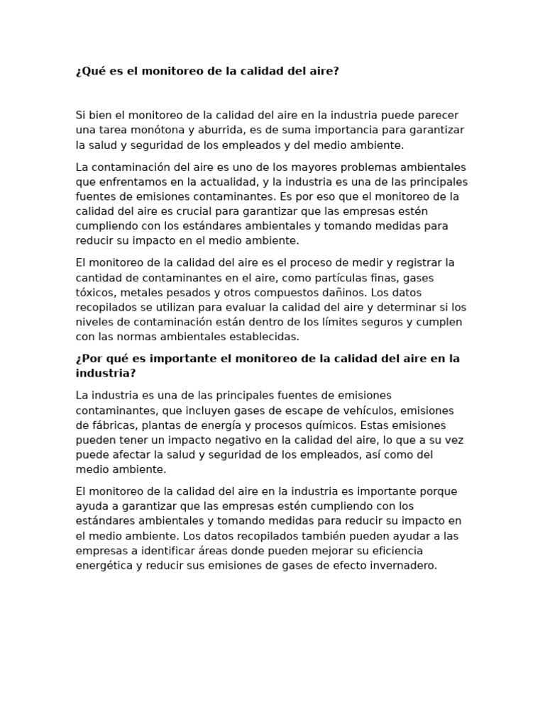 Qué Es El Monitoreo de La Calidad Del Aire | PDF | La contaminación del ...