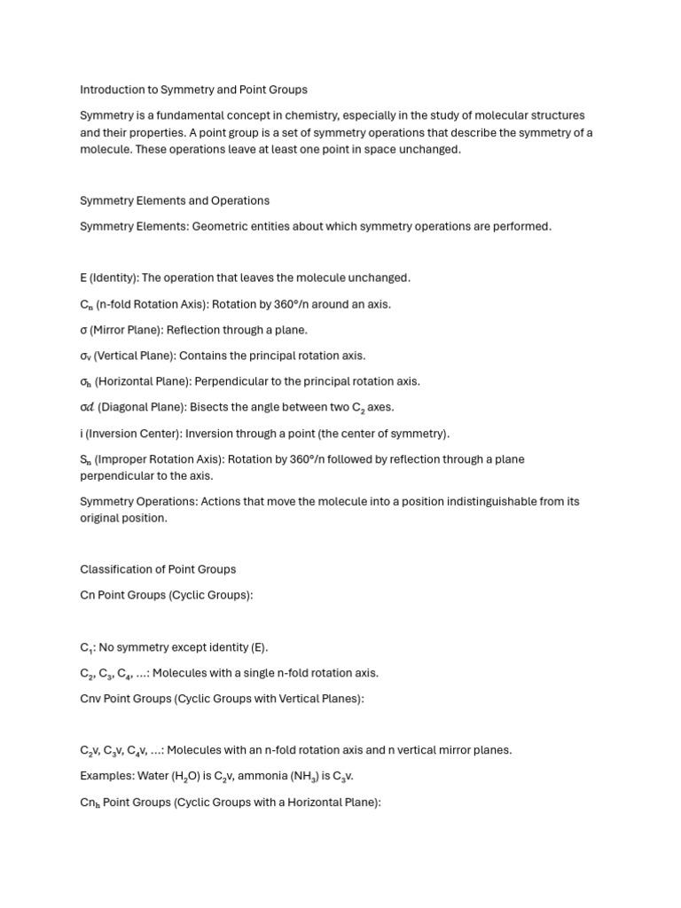 Introduction To Symmetry and Point Groups | PDF | Group (Mathematics ...