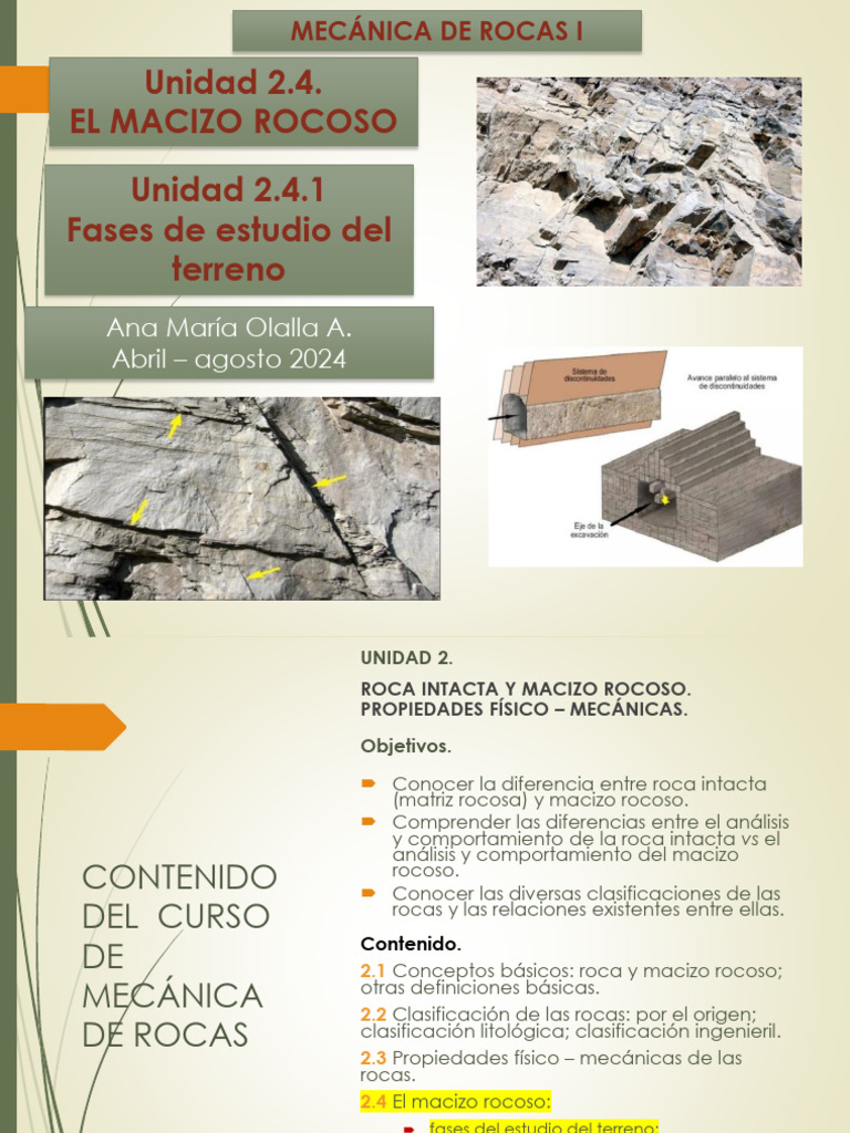 Unidad 2.4 El Macizo Rocoso - Estudio Del Terreno 24-24 | PDF | Diseño ...