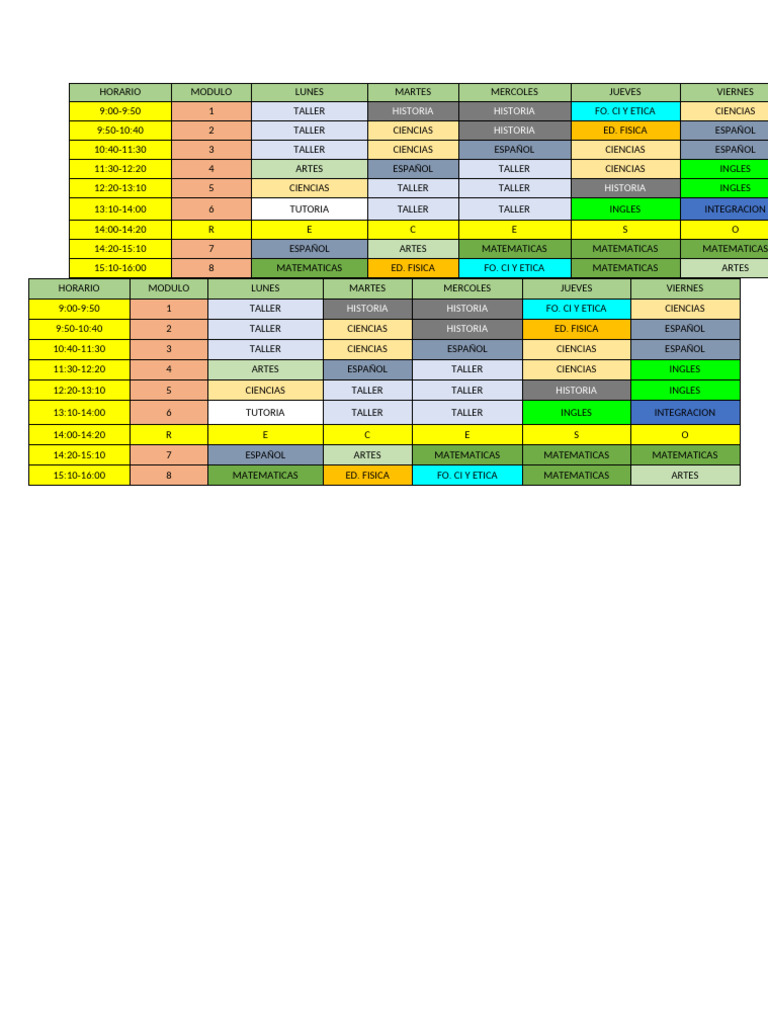 HORARIO | PDF | Estudios de idiomas extranjeros
