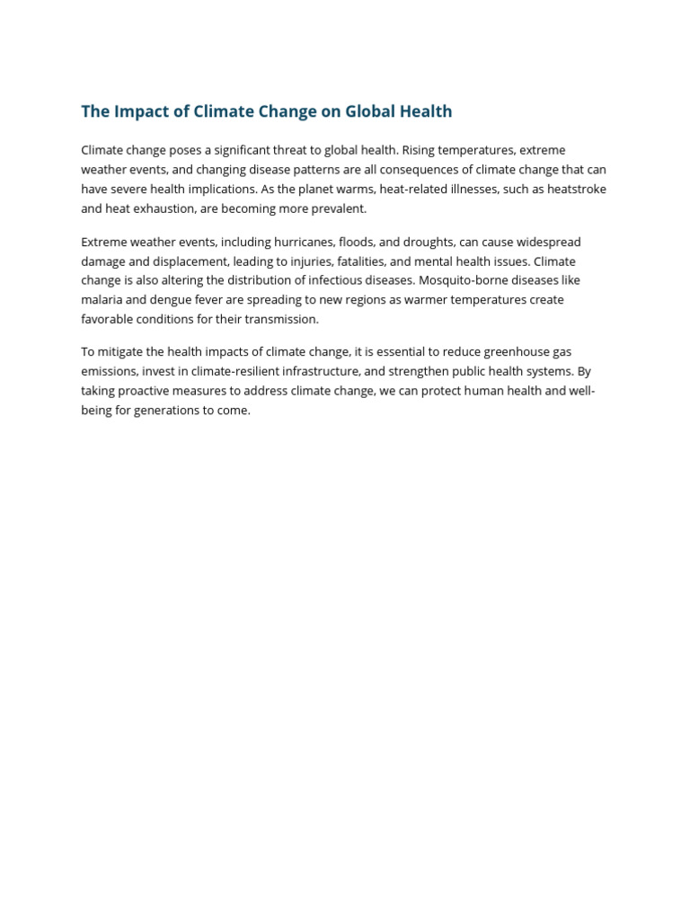 The Impact of Climate Change On Global Health | PDF