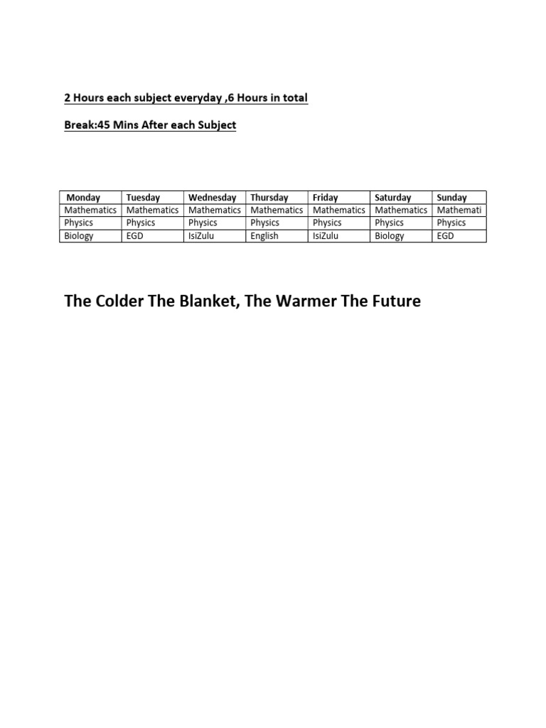 Weekly Study Schedule Template | PDF