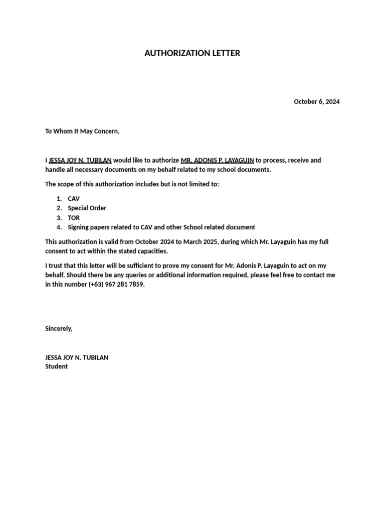 School Document Authorization | PDF