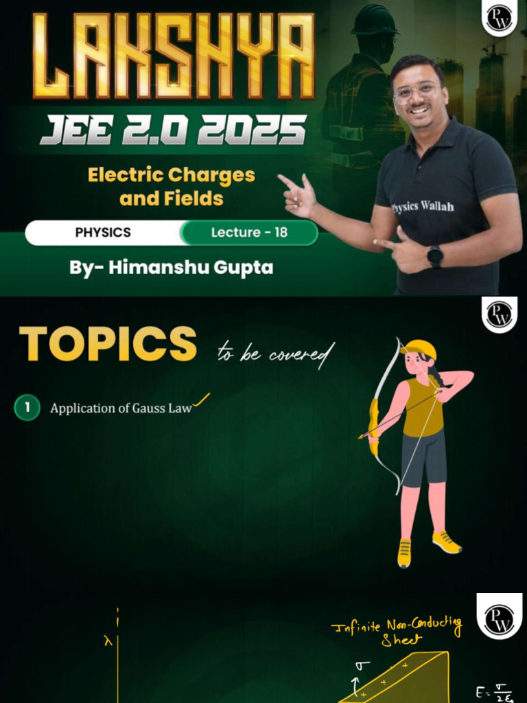 Electric Charges and Fields 18 - Class Notes - Lakshya JEE 2.0 2025 | PDF