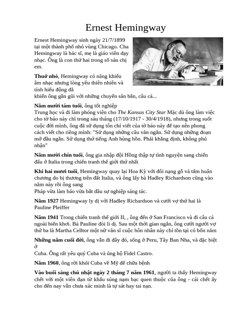 Ernest Hemingway Cu C Đ I | PDF